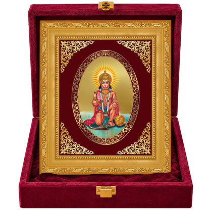 24K Gold-Plated Lord Hanuman Ji Frame | Premium Gift Box | 21.5x17.5 CM