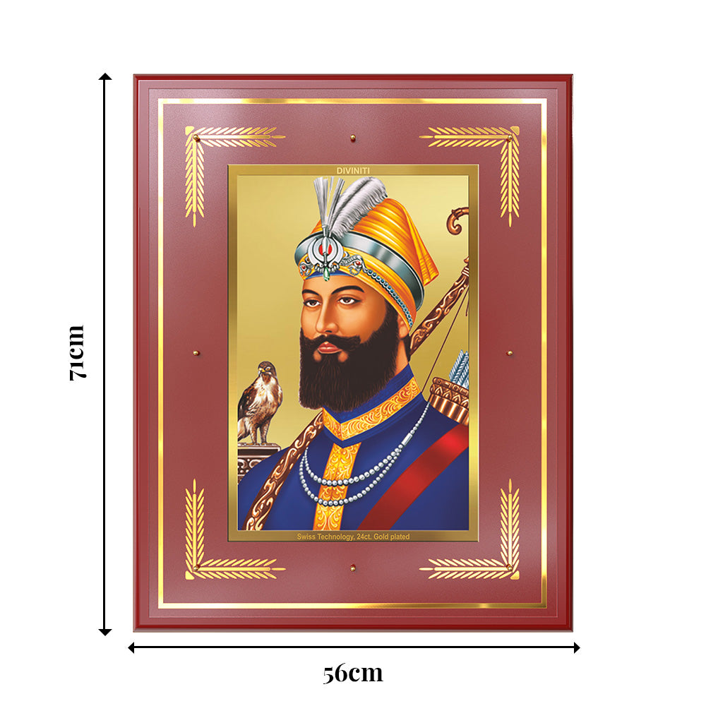 Guru Gobind Singh Ji Wall Photo Frame in 24K Gold Plated Foil | Courage, Faith & Divine Leadership
