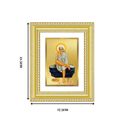 Diviniti 24K Gold Plated Sai Baba (Classic) Divine Wall and Table Top Frame for Home Mandir & Office Decor | Luxury Spiritual Gift