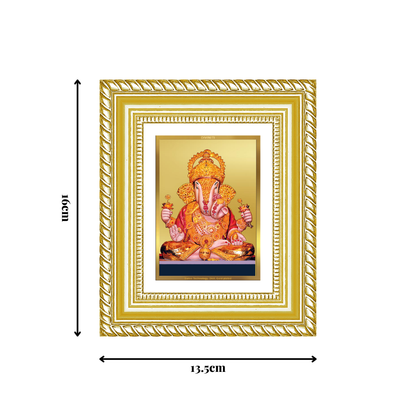 Diviniti 24K Gold Plated Dagadu Ganesha Divine Table Top Frame for Home Mandir & Office Decor | Luxury Spiritual Gift