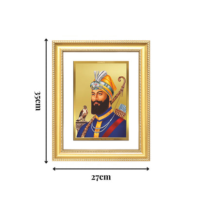 Diviniti 24K Gold Plated Guru Gobind Singh Ji (Classic) Sacred Sikh Wall Frame for Home Decor & Office Ambiance | Premium Spiritual Gift