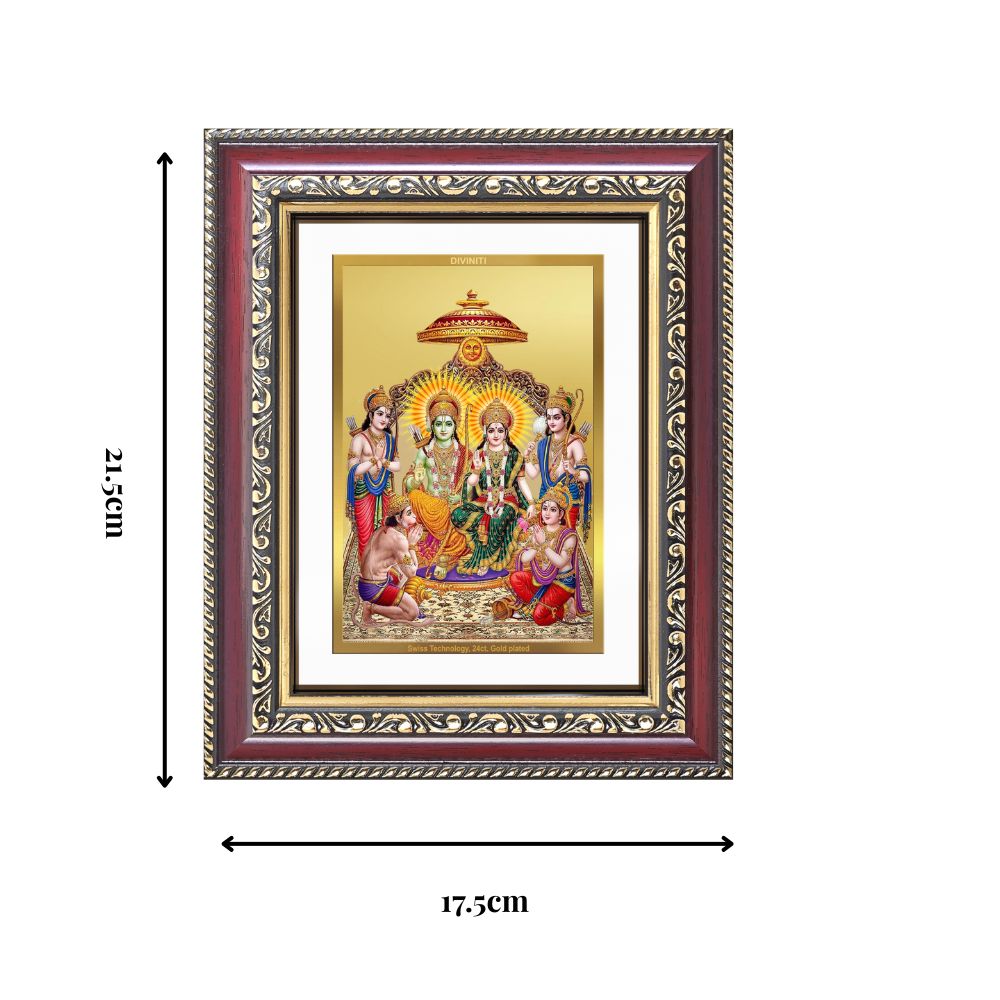 Diviniti 24K Gold Plated Ram Darbar Divine Wall and Table Top Frame for Home Mandir & Office Decor | Luxury Spiritual Gift