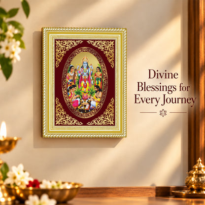 24K Gold-Plated Lord Satyanarayan Frame | Premium Gift Box | 26x20 CM