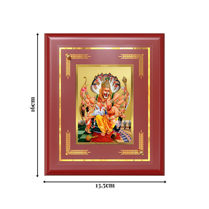 Diviniti 24K Gold Plated Lord Narasimha Blessing Tabletop Photo Frame | Protection, Strength & Divine Grace