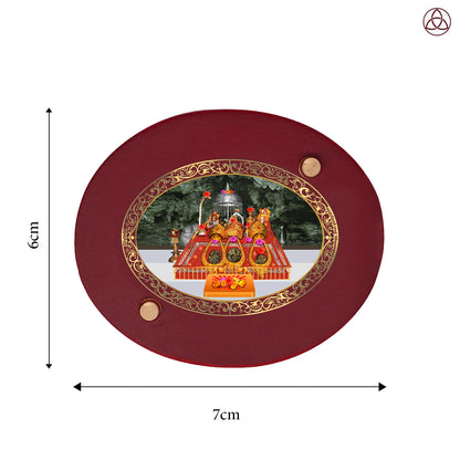 Mata Ka Darbar Car Dashboard & Tabletop Photo Frame, 24K gold-plated, 7x6 cm, intricate design.