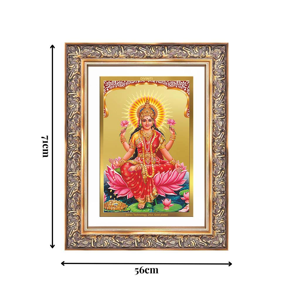 Diviniti 24K Gold Plated Lakshmi (Classic) Divine Wall Frame for Home Mandir & Office Decor | Luxury Spiritual Gift