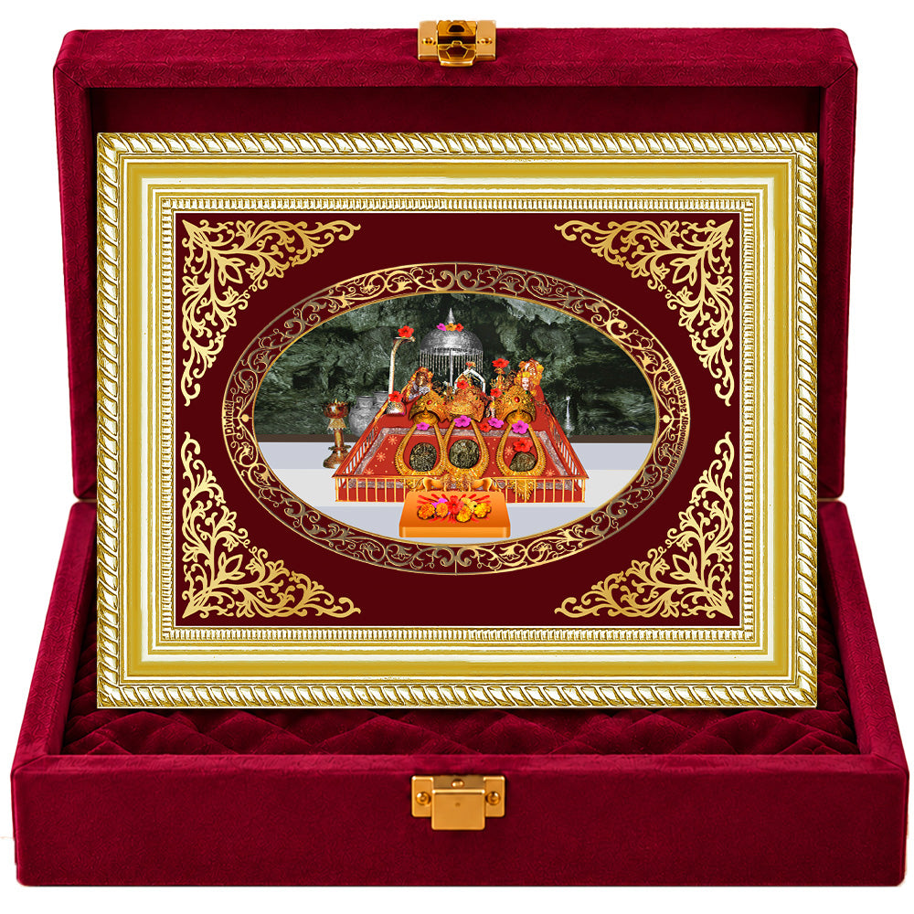 24K Gold-Plated Vaishno Devi Mata Darbar Frame | Premium Gift Box | 26x20 CM