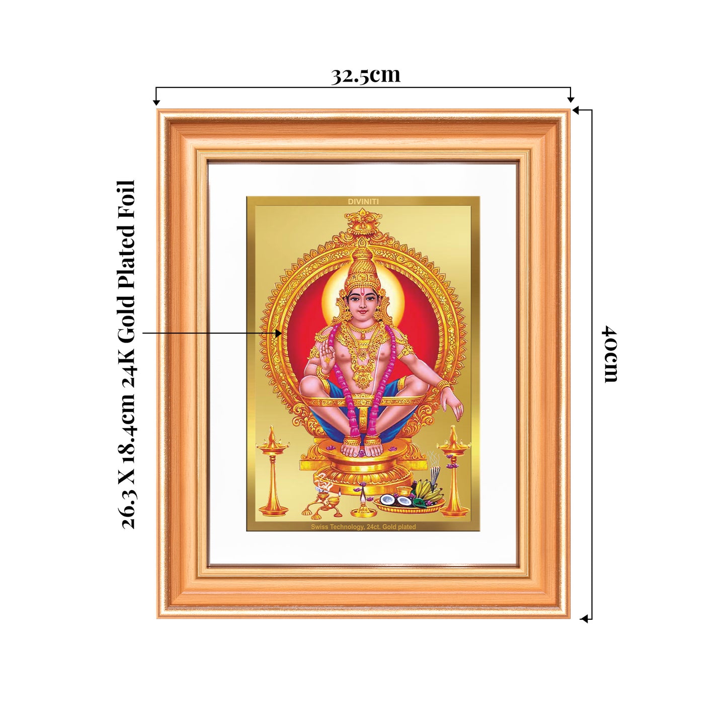 Lord Ayyappan | Hariharan for Wall Mount Photo Frame in 24K Gold Plated Foil