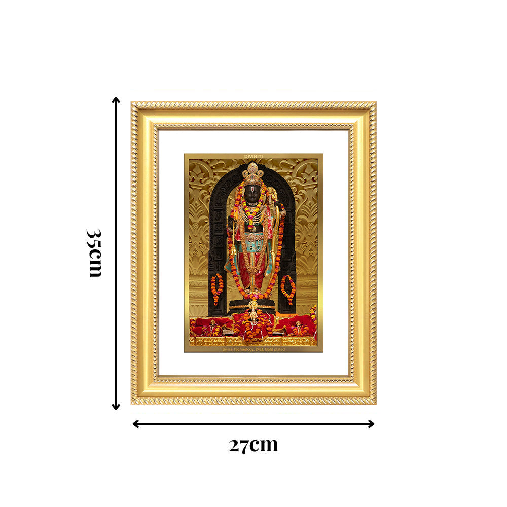 Diviniti 24K Gold Plated Ram Lalla (Classic) Divine Wall Frame for Home Mandir & Office Decor | Luxury Spiritual Gift