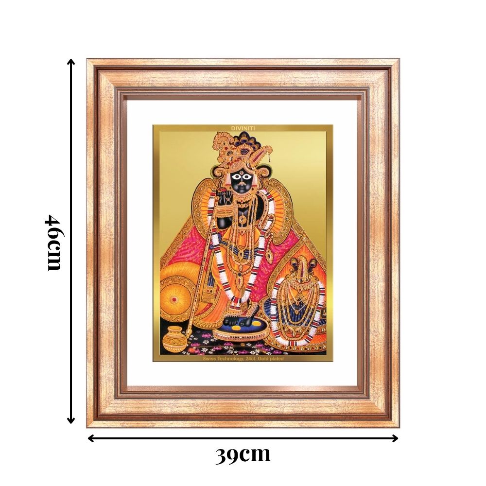 Diviniti 24K Gold Plated Banke Bihari Ji (Classic) Divine Wall Frame for Home Mandir & Office Decor | Luxury Spiritual Gift