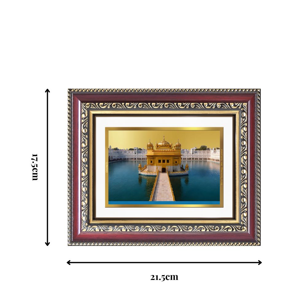 Diviniti 24K Gold Plated Golden Temple (Classic) Divine Wall and Table Top Frame for Home Mandir & Office Decor | Luxury Spiritual Gift