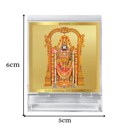 Lord Tirupati Balaji | Sri Venkateswara | Supreme Form of Vishnu from Tirumala Car Dashboard Frame in 24K Gold Plated Foil