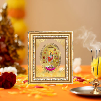 Nav Durga Divine Nine Forms of Goddess Sacred Shakti & Protection Royal Tabletop Frame in 24K Gold Plated Foil