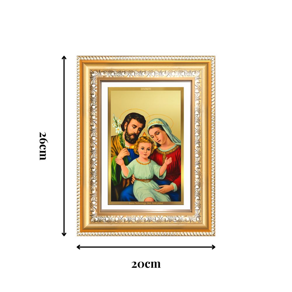 Diviniti 24K Gold Plated Holy Family (Classic) Divine Wall Frame for Home Mandir & Office Decor | Luxury Spiritual Gift