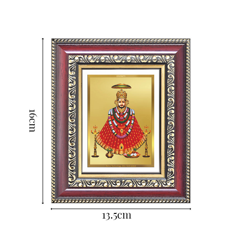 Diviniti 24K Gold Plated Khatu Shyam (Classic) Divine Table Top Frame for Home Mandir & Office Decor | Luxury Spiritual Gift