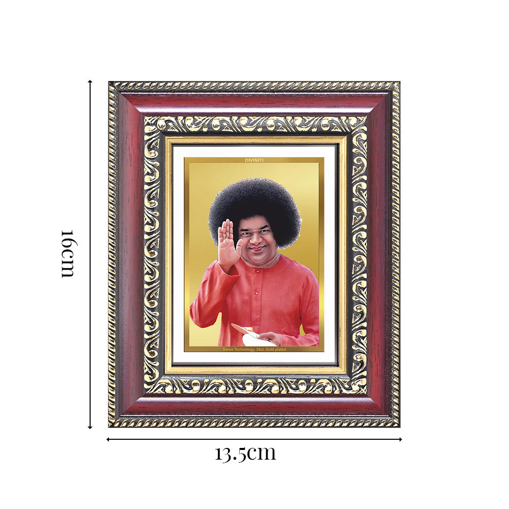 Diviniti 24K Gold Plated Satya Sai Baba (Classic) Divine Table Top Frame for Home Mandir & Office Decor | Luxury Spiritual Gift