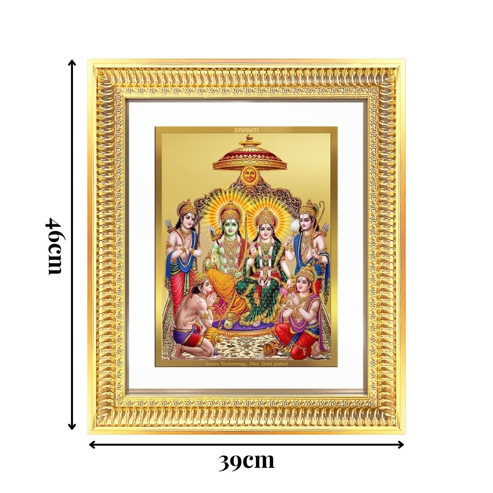 Diviniti 24K Gold Plated Ram Darbar Divine Wall Frame for Home Mandir & Office Decor | Luxury Spiritual Gift
