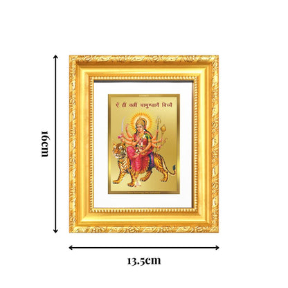 Diviniti 24K Gold Plated Durga With Mantra |Divine Table Top Frame for Home Mandir & Office Decor | Luxury Spiritual Gift