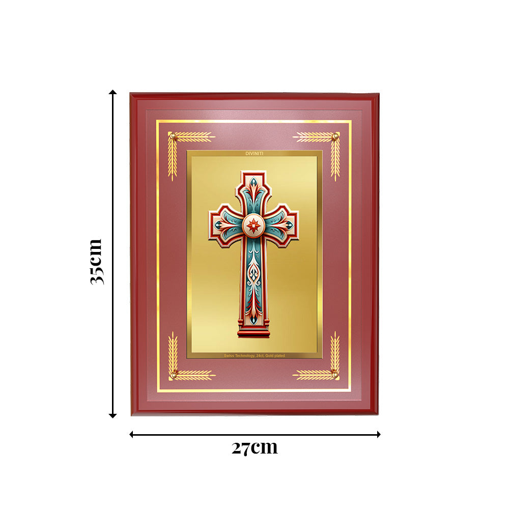Diviniti 24K Gold Plated Holy Cross Blessing Tabletop Photo Frame | Faith, Hope & Divine Grace