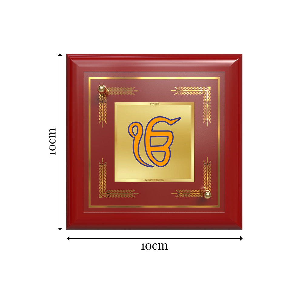 Ik Onkar | Sacred Sikh Symbol 24K Gold Plated Photo Frame for Home Décor, Tabletop & Office | Blessings of Unity, Peace & Spiritual Harmony (MDF1A)