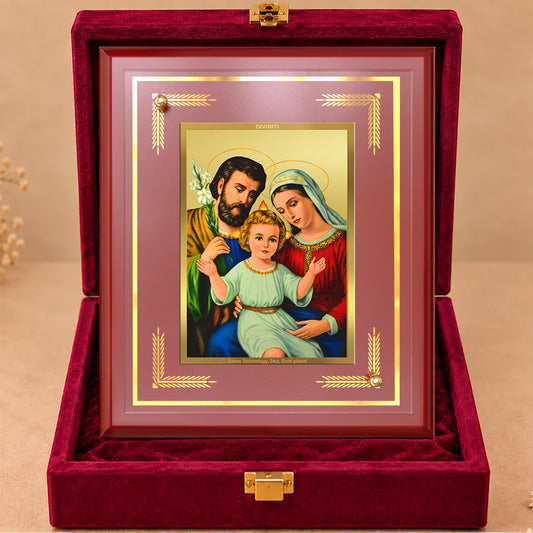 24K Gold-Plated Holy Family MDF Frame | Premium Gift Box | 17.5x21.5 CM