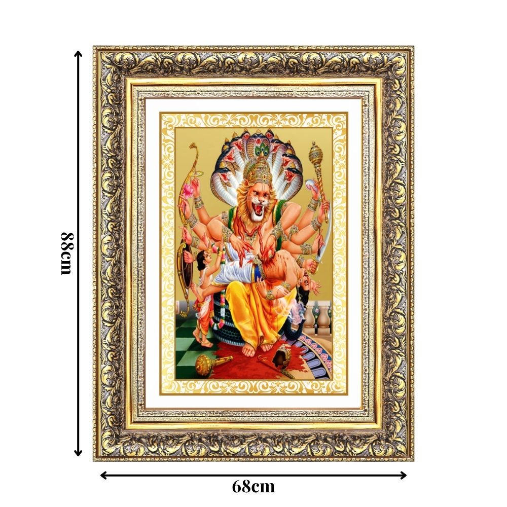 Diviniti 24K Gold Plated Narasimha (Classic) Divine Wall Frame for Home Mandir & Office Decor | Luxury Spiritual Gift