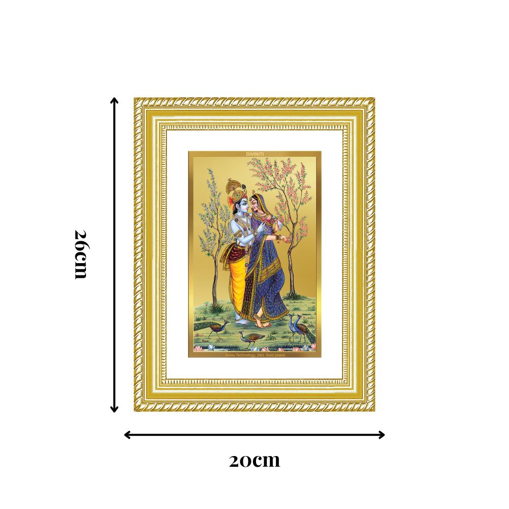 Diviniti 24K Gold Plated Radha Krishna (Classic) Divine Wall Frame for Home Mandir & Office Decor | Luxury Spiritual Gift
