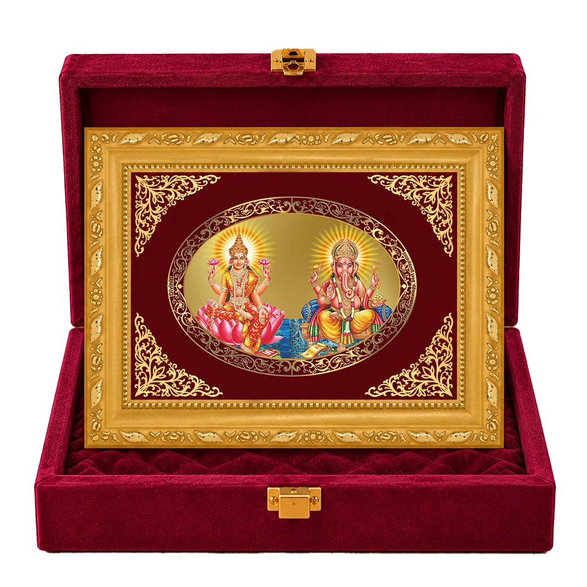 24K Gold-Plated Lakshmi Ganesha Frame | Premium Gift Box | 21.5x17.5 CM