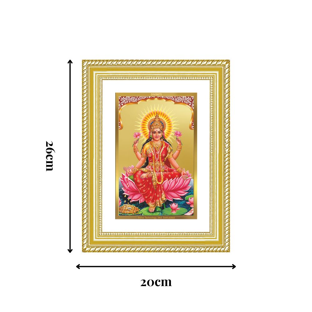Diviniti 24K Gold Plated Lakshmi (Classic) Divine Wall Frame for Home Mandir & Office Decor | Luxury Spiritual Gift