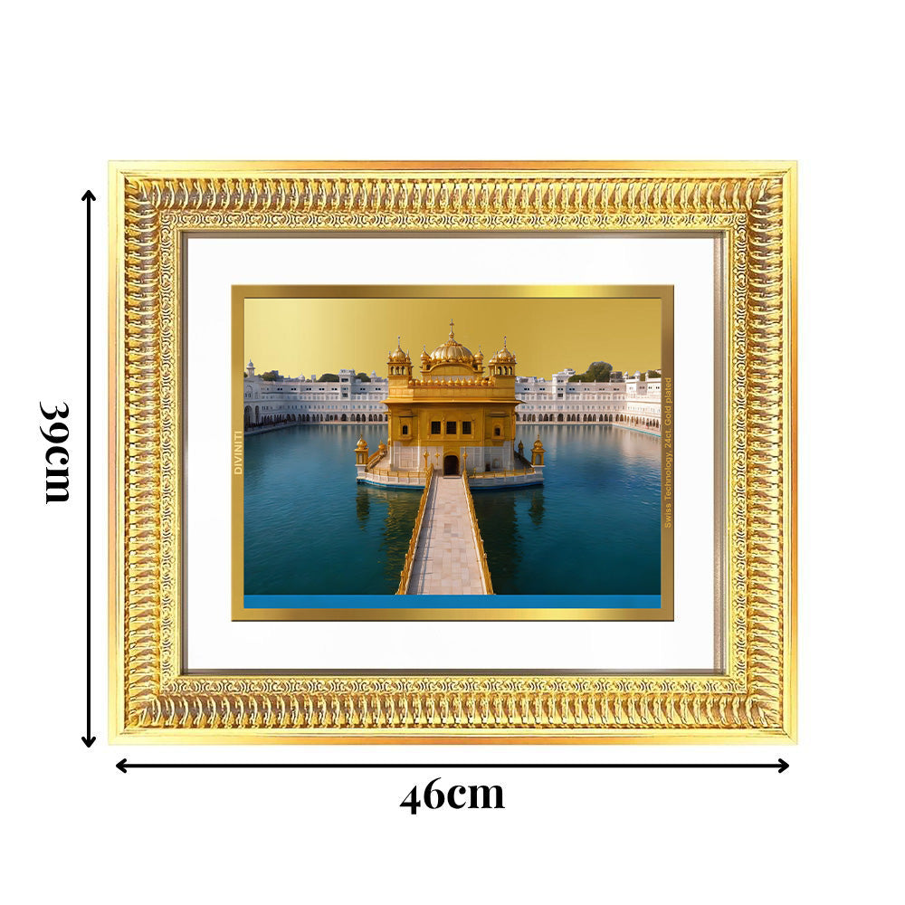 Diviniti 24K Gold Plated Golden Temple (Classic) Divine Wall Frame for Home Mandir & Office Decor | Luxury Spiritual Gift