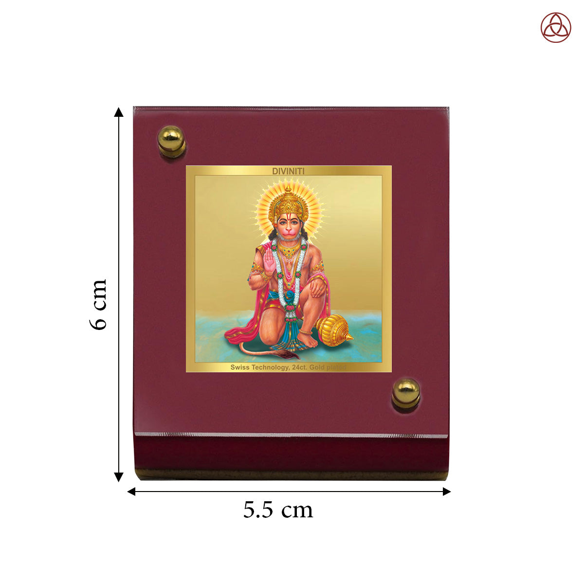Hanuman | Divine Lord Hanuman Car Dashboard & Tabletop Photo Frame in 24K Gold Plated Foil (MDF 1B) 6X5.5 CM