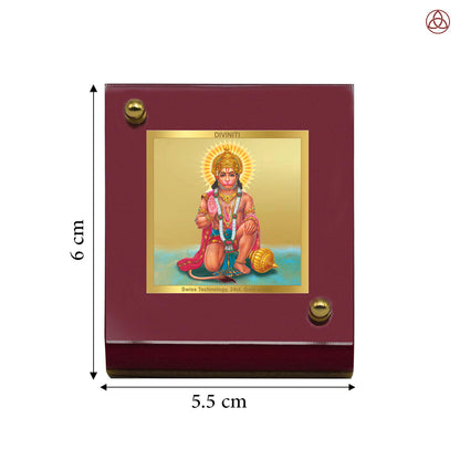 Hanuman | Divine Lord Hanuman Car Dashboard & Tabletop Photo Frame in 24K Gold Plated Foil (MDF 1B) 6X5.5 CM