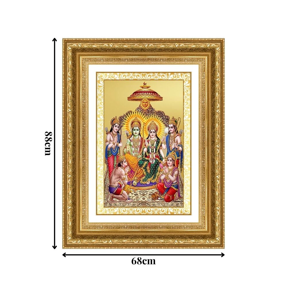 Diviniti 24K Gold Plated Ram Darbar Divine Wall Frame for Home Mandir & Office Decor | Luxury Spiritual Gift