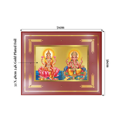 Lakshmi & Ganesh | Divine Prosperity Duo Wall Mount Photo Frame in 24K Gold Plated Foil