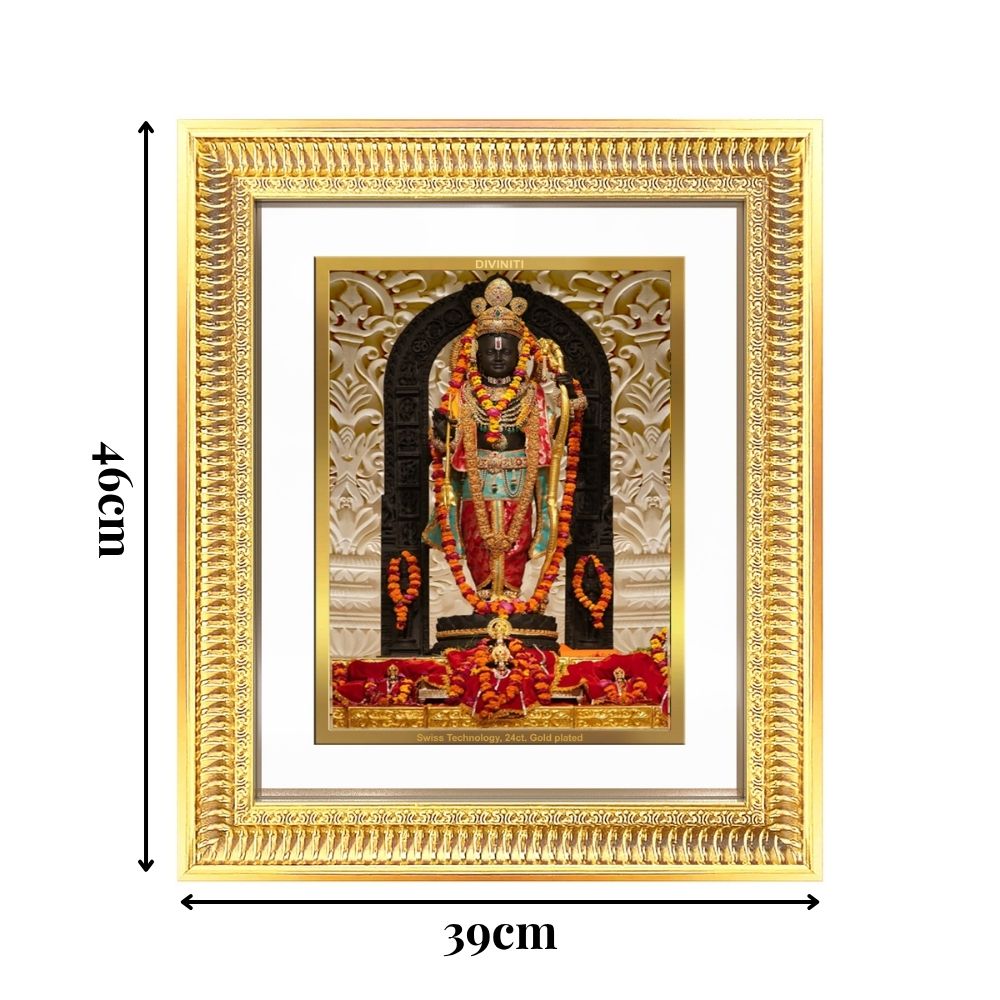 Diviniti 24K Gold Plated Ram Lalla (Classic) Divine Wall Frame for Home Mandir & Office Decor | Luxury Spiritual Gift