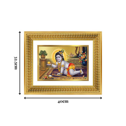 Diviniti 24K Gold Plated Laddu Gopal (Classic) Divine Wall Frame for Home Mandir & Office Decor | Luxury Spiritual Gift