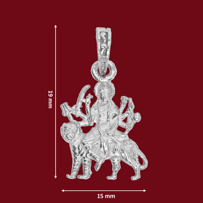 925 Pure Silver Durga Mata Pendant for Men, Women & Kids Divine God Pendant for Birthday, Anniversary, Special Occasion Gift (1.9x1.5 CM 4 g)