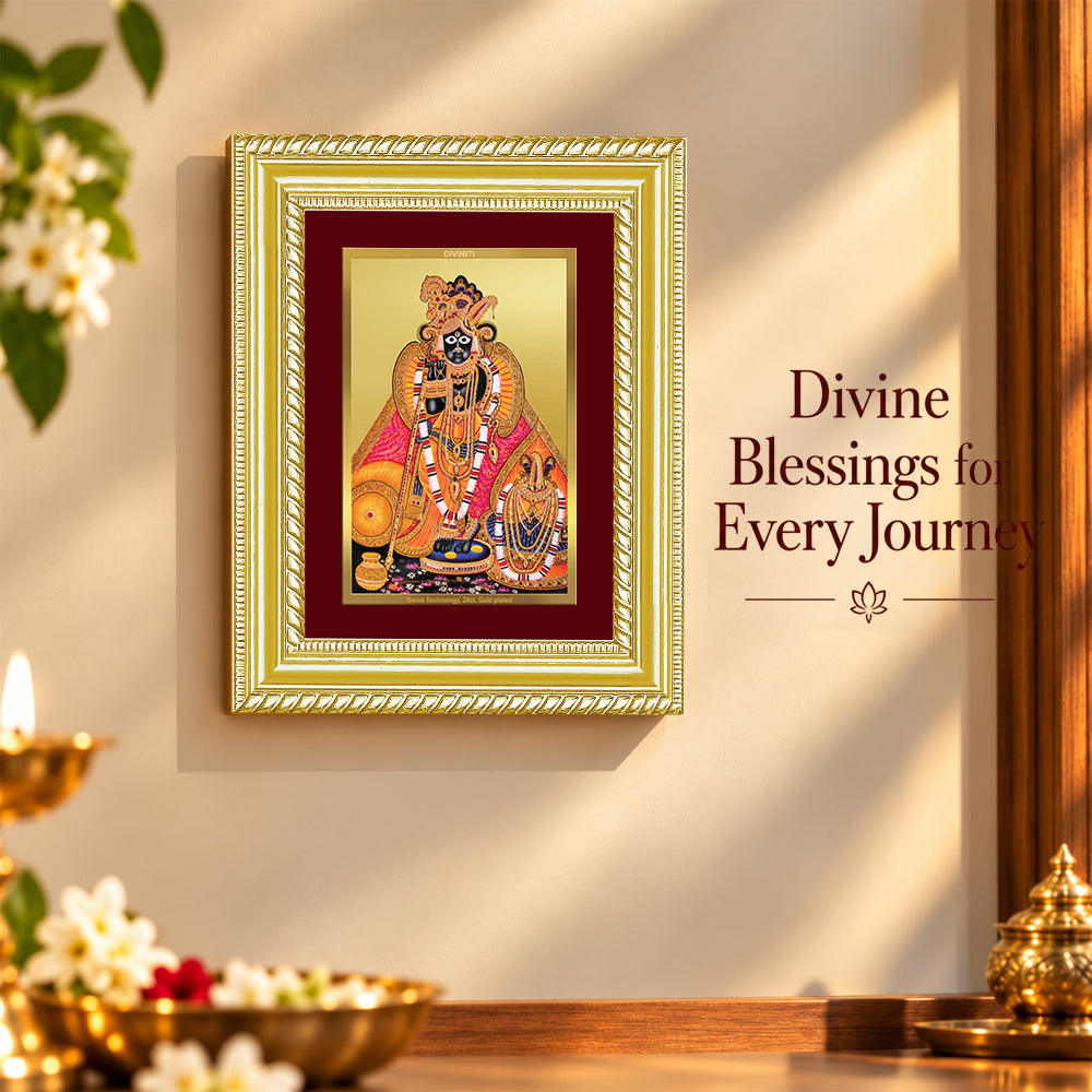 24K Gold-Plated Banke Bihari Ji Frame | Premium Gift Box | 21.5x17.5 CM