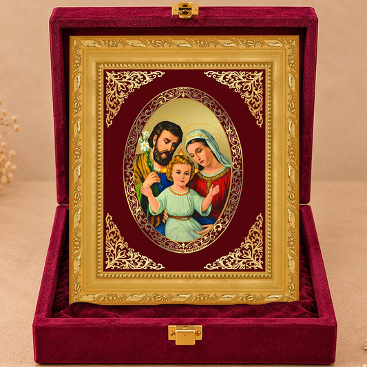 24K Gold-Plated Holy Family Frame | Premium Gift Box | 17.5x21.5 CM