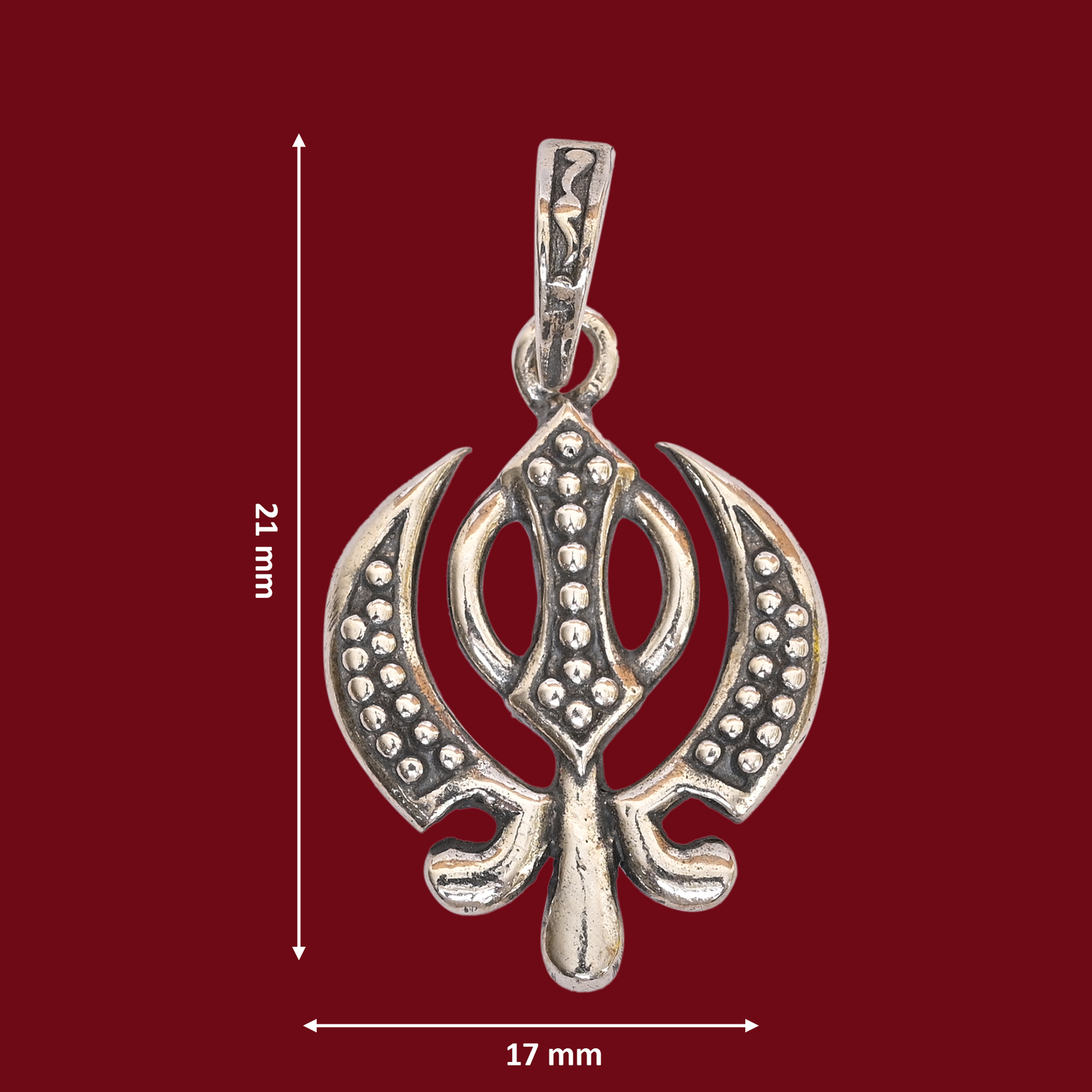 DIVINITI 925 Pure Silver Khanda Sahib Pendant for Men, Women & Kids Divine God Pendant for Birthday, Anniversary, Special Occasion Gift (2.1x1.7 cm, 5g)