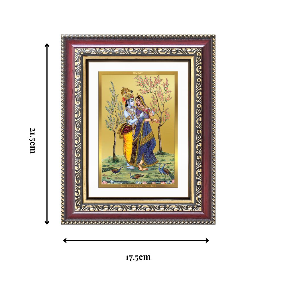 Diviniti 24K Gold Plated Radha Krishna (Classic) Divine Wall and Table Top Frame for Home Mandir & Office Decor | Luxury Spiritual Gift