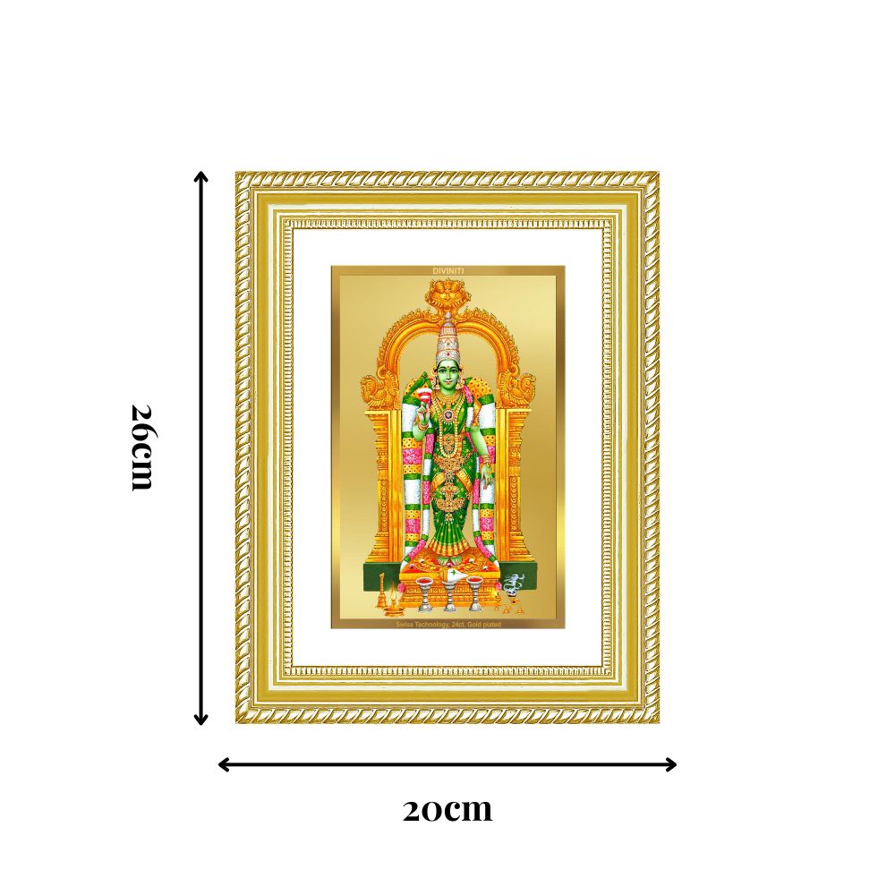 Diviniti 24K Gold Plated Meenakshi Amman (Classic) Divine Wall Frame for Home Mandir & Office Decor | Luxury Spiritual Gift