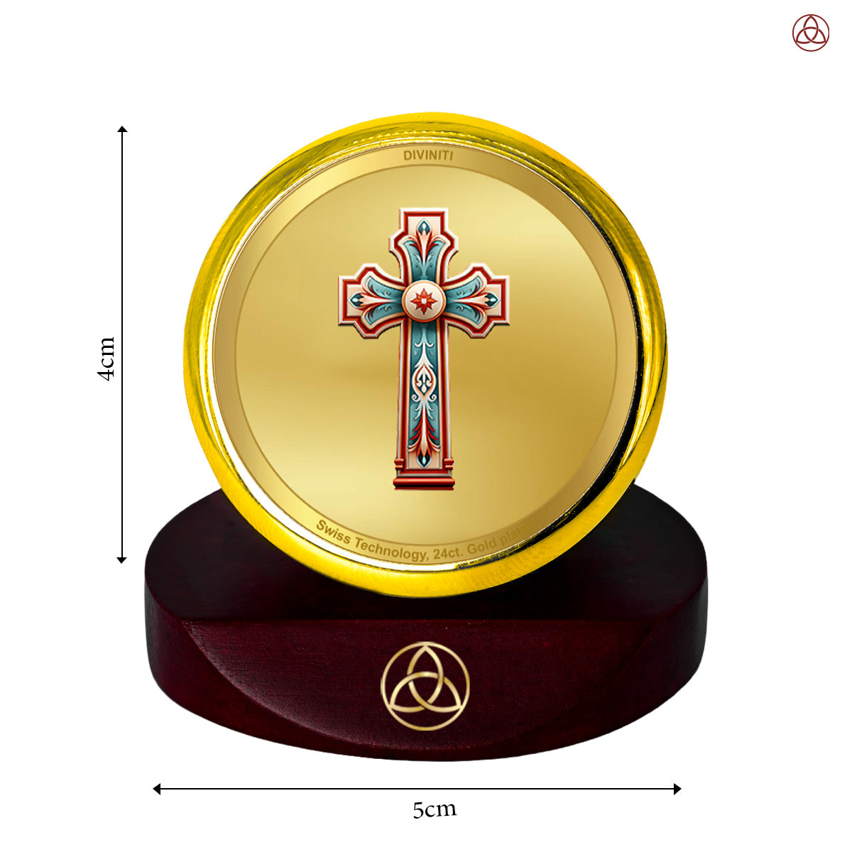 Holy Cross | Divine Christian Cross Car Dashboard & Tabletop Photo Frame in 24K Gold Plated Foil