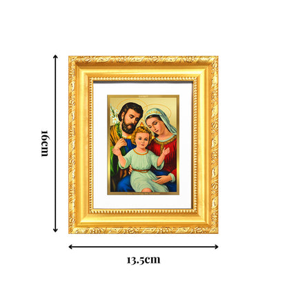 Diviniti 24K Gold Plated Holy Family |Divine Table Top Frame for Home Mandir & Office Decor | Luxury Spiritual Gift