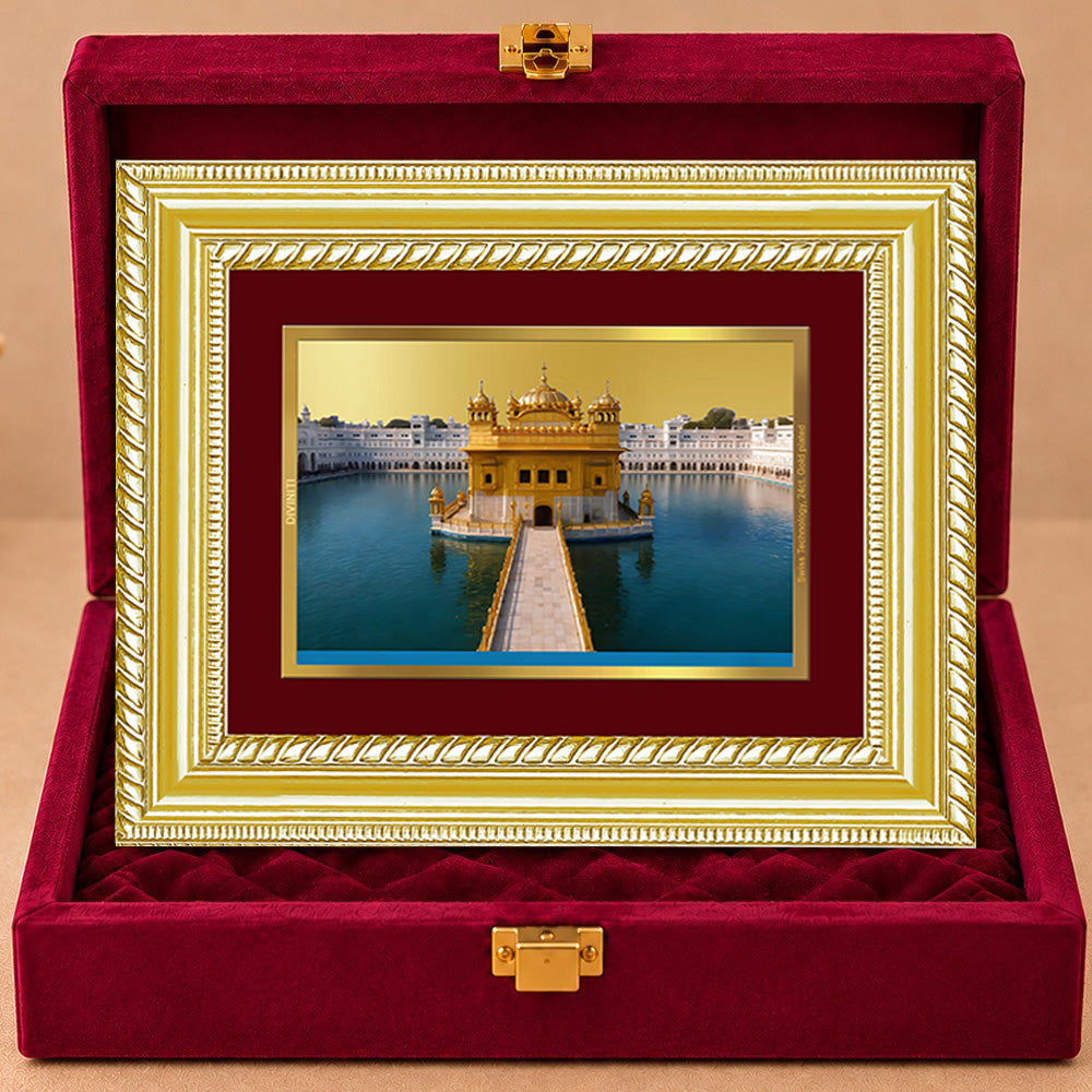 24K Gold-Plated Golden Temple Frame | Premium Gift Box | 21.5x17.5 CM