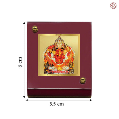 Diviniti 24K Gold Plated Siddhivinayak Ji Frame For Car Dashboard, Home Decor, Table Top and Puja Room (6 CM x 5.5 CM) (MDF 1B)