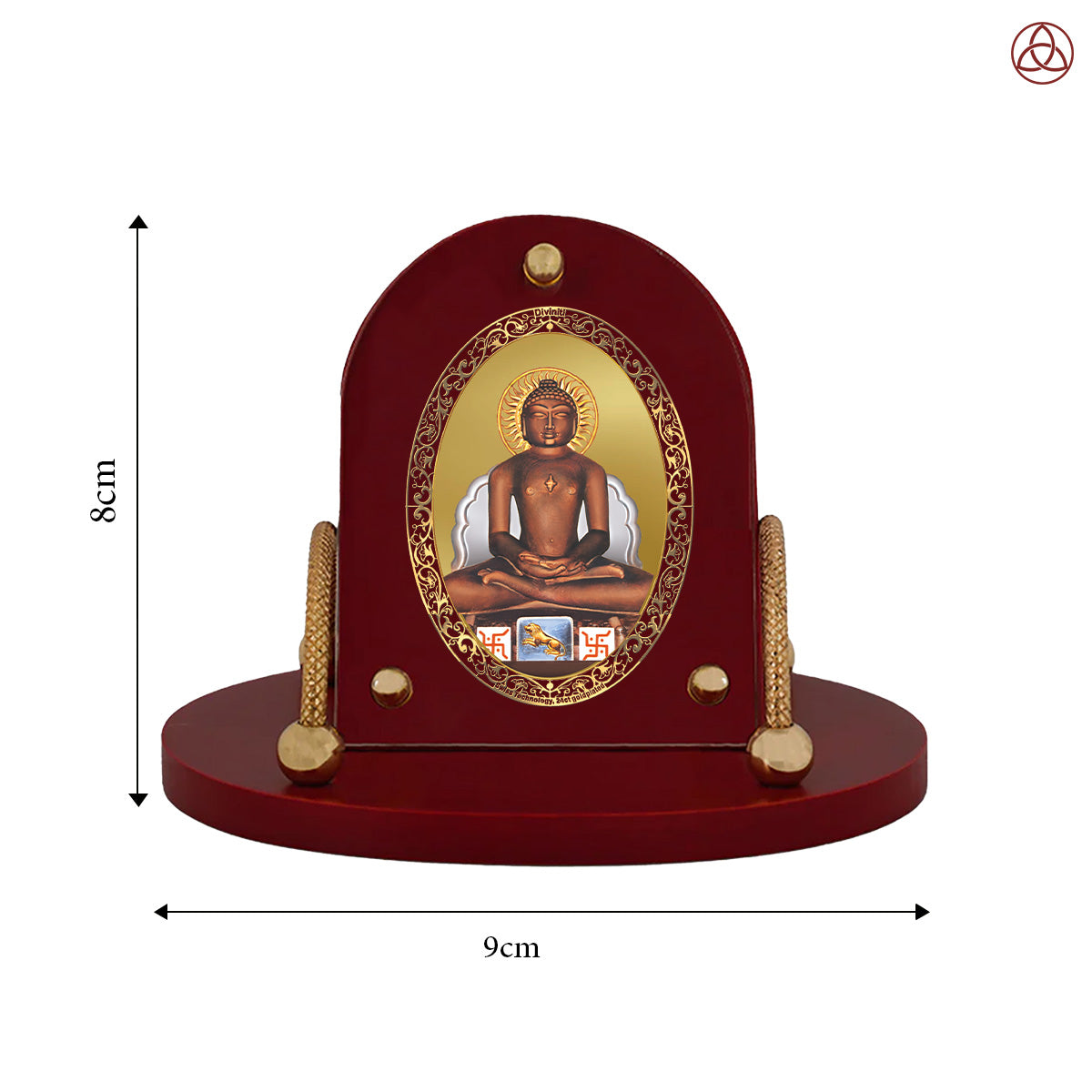 Mahavira | Jain Tirthankara 24K Gold Plated Divine Photo Frame for Car Dashboard, Home Décor & Tabletop | Blessings of Peace, Non-Violence & Spiritual Awakening