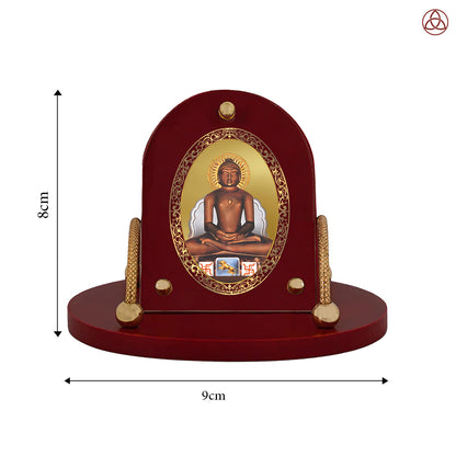 Mahavira | Jain Tirthankara 24K Gold Plated Divine Photo Frame for Car Dashboard, Home Décor & Tabletop | Blessings of Peace, Non-Violence & Spiritual Awakening