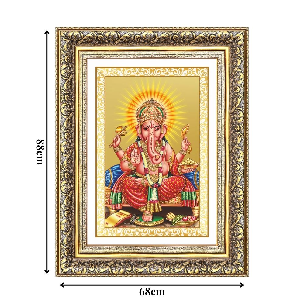 Diviniti 24K Gold Plated Ganesha (Classic) Divine Wall Frame for Home Mandir & Office Decor | Luxury Spiritual Gift