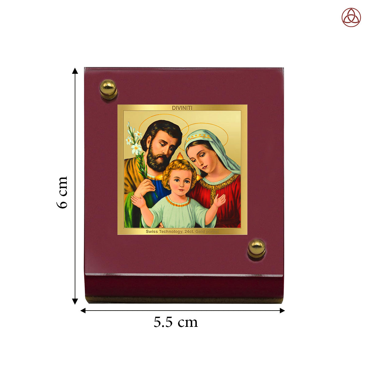 Holy Family | Divine Christian Car Dashboard & Tabletop Photo Frame in 24K Gold Plated Foil